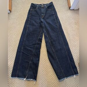 Wide-Leg Dark Blue Jeans